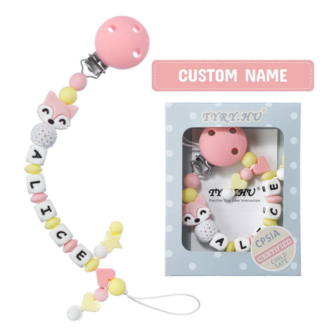 1pc Silicone Pacifier Chain with Colorful Personalized Name Clip "Optional" - EveryWares