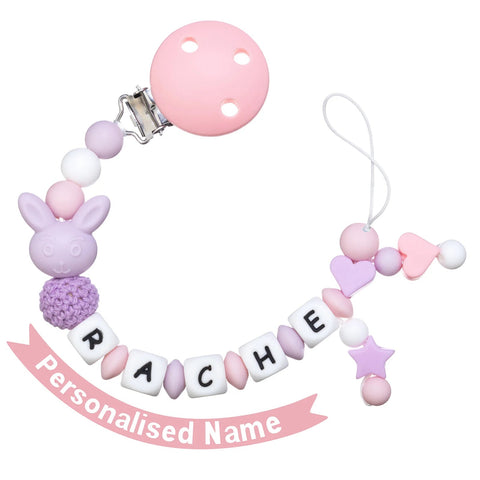 1pc Silicone Pacifier Chain with Colorful Personalized Name Clip "Optional" - EveryWares