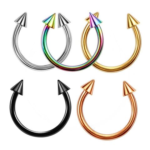 1pc Steel Circular Barbell Horseshoe 18G 16G Lip Eyebrow Nose Septum Piercings Hoop - EveryWares