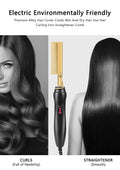 2 in 1 Electric Hot Heating Comb Hair Straightener Curler Wet Dry Hair Iron - EveryWares