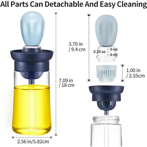 2 in 1 Silicone Dropper Measuring Oil Dispenser Bottle Set with Silicone Brush for Kitchen - EveryWares