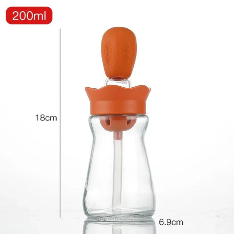 2 in 1 Silicone Dropper Measuring Oil Dispenser Bottle Set with Silicone Brush for Kitchen - EveryWares