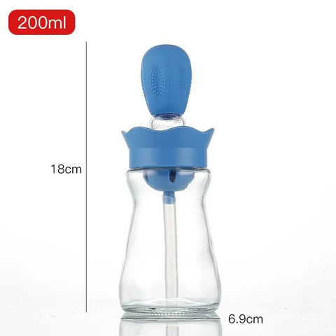 2 in 1 Silicone Dropper Measuring Oil Dispenser Bottle Set with Silicone Brush for Kitchen - EveryWares