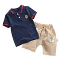 2 Pcs Cotton Kids Summer Clothes Sets Short Sleeve Polo + Shorts - EveryWares