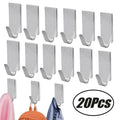 20/1Pcs Adhesive Stainless Steel Hooks Hats Bag Towel Family Robe Key Hanging Hooks - EveryWares