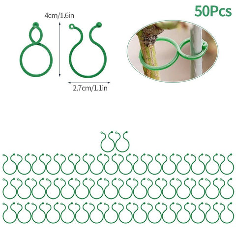 20/50/100Pcs Plastic Garden Vine, Strapping Clips Tie Plant Buckle Ring Garden Tomato Hook Plants Support Tool - EveryWares