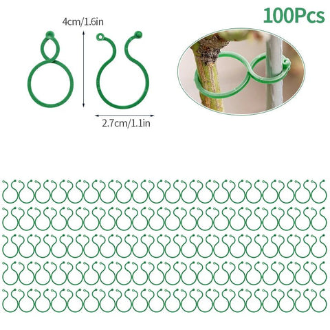 20/50/100Pcs Plastic Garden Vine, Strapping Clips Tie Plant Buckle Ring Garden Tomato Hook Plants Support Tool - EveryWares