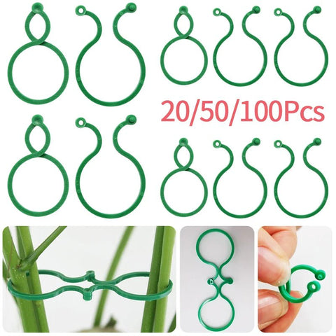 20/50/100Pcs Plastic Garden Vine, Strapping Clips Tie Plant Buckle Ring Garden Tomato Hook Plants Support Tool - EveryWares