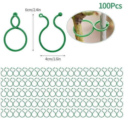 20/50/100Pcs Plastic Garden Vine Strapping Clips Tie Plant Bundled Buckle Ring Holder Garden Support Tool - EveryWares