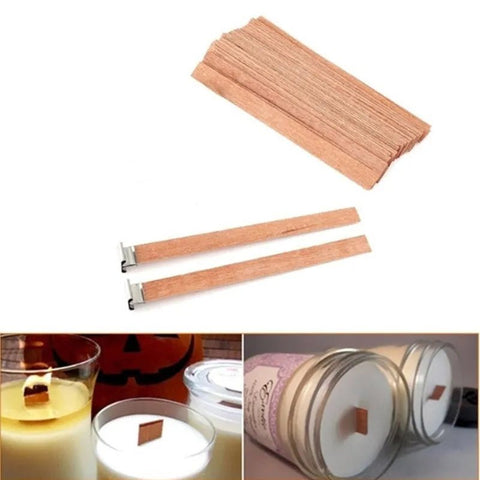 20PCS Natural Wood Wax Wick DIY Candle Material Soy Wax Aromatherapy Smokeless Environmental Protection Wood Chip Wick Holder - EveryWares