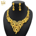 24K Gold Indian Jewelry Set, Nigerian Party, Dubai Luxury Ethiopian Jewelry - EveryWares