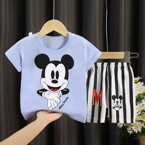 2PCS Brand Designer Cartoon Clothing Mickey Kids Summer Clothes T-shirt + shorts Casual Clothing - EveryWares