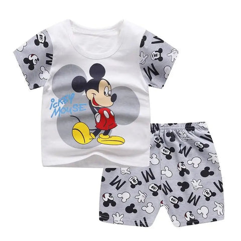 2PCS Brand Designer Cartoon Clothing Mickey Kids Summer Clothes T-shirt + shorts Casual Clothing - EveryWares