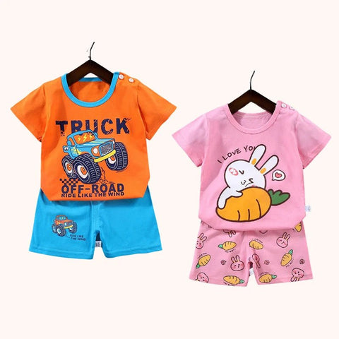 2PCS mother Kids Clothes Children's Sets Boys Girl T-shirt Shorts Summer Cotton Short sleeve Baby Children Clothing Toddler Suit - EveryWares