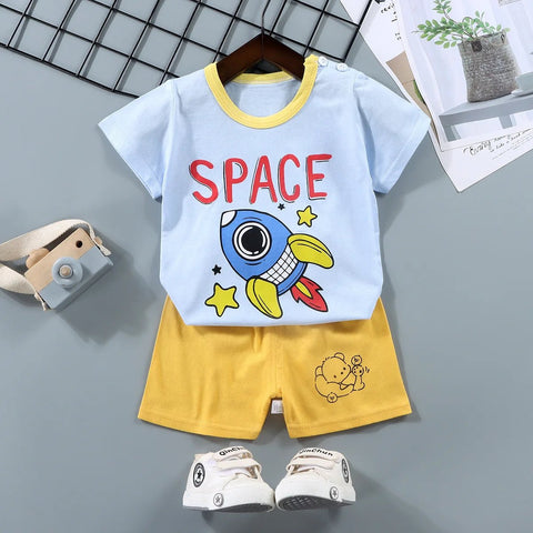 2PCS mother Kids Clothes Children's Sets Boys Girl T-shirt Shorts Summer Cotton Short sleeve Baby Children Clothing Toddler Suit - EveryWares