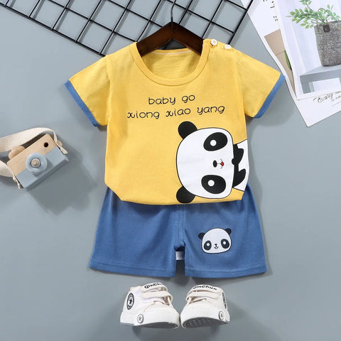 2PCS mother Kids Clothes Children's Sets Boys Girl T-shirt Shorts Summer Cotton Short sleeve Baby Children Clothing Toddler Suit - EveryWares