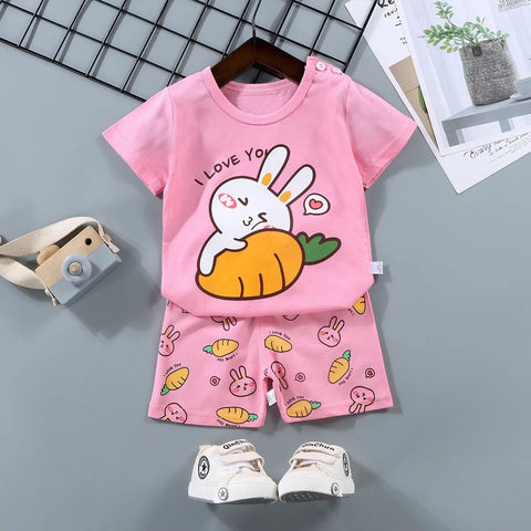 2PCS mother Kids Clothes Children's Sets Boys Girl T-shirt Shorts Summer Cotton Short sleeve Baby Children Clothing Toddler Suit - EveryWares