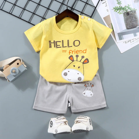 2PCS mother Kids Clothes Children's Sets Boys Girl T-shirt Shorts Summer Cotton Short sleeve Baby Children Clothing Toddler Suit - EveryWares