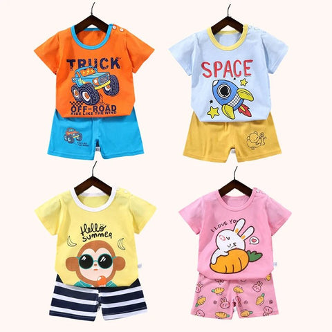 2PCS mother Kids Clothes Children's Sets Boys Girl T-shirt Shorts Summer Cotton Short sleeve Baby Children Clothing Toddler Suit - EveryWares