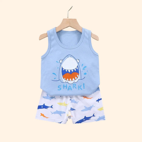 2PCS Sets Kids Clothes Clothing baby Cotton T-Shirts Shorts Tank Top Boys Girls Sleeveless - EveryWares