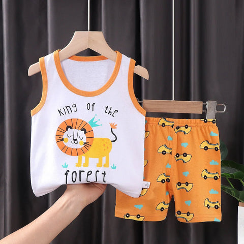 2PCS Sets Kids Clothes Clothing baby Cotton T-Shirts Shorts Tank Top Boys Girls Sleeveless - EveryWares