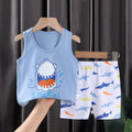 2PCS Sets Kids Clothes Clothing baby Cotton T-Shirts Shorts Tank Top Boys Girls Sleeveless - EveryWares