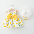 2Pcs Sets Toddler Girl Clothes Korean Fashion Flowers Cute Bow Sleeveless Princess Baby Dresses + Sunhat Kids - EveryWares