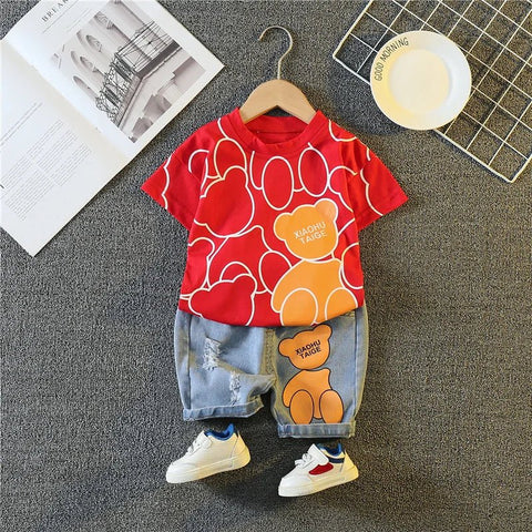 2Pcs/Sets Clothes Children Fashion Cartoon T-Shirt Shorts Toddler Casual Costume Kids - EveryWares