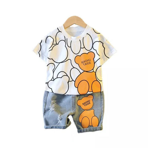 2Pcs/Sets Clothes Children Fashion Cartoon T-Shirt Shorts Toddler Casual Costume Kids - EveryWares