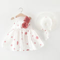 2Piece Set Toddler Dresses For Girls Korean Fashion Flowers Sleeveless Princess Dress +Hat Baby Clothes - EveryWares