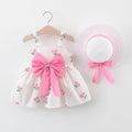 2Piece Set Toddler Dresses For Girls Korean Fashion Flowers Sleeveless Princess Dress +Hat Baby Clothes - EveryWares