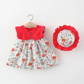 2Piece Set Toddler Dresses For Girls Korean Fashion Flowers Sleeveless Princess Dress +Hat Baby Clothes - EveryWares