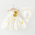 2Piece Set Toddler Dresses For Girls Korean Fashion Flowers Sleeveless Princess Dress +Hat Baby Clothes - EveryWares