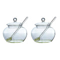 2X Glass Jar Sugar Bowl With Lid Spoon Transparent Kitchen Storage - EveryWares