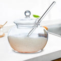 2X Glass Jar Sugar Bowl With Lid Spoon Transparent Kitchen Storage - EveryWares