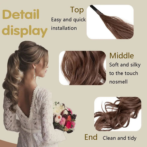 30Inch Synthetic Pony Tail Long Wavy Layered Flexible Wrap Around Fake Pony Tail Hair Extensions Wave - EveryWares