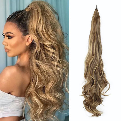 30Inch Synthetic Pony Tail Long Wavy Layered Flexible Wrap Around Fake Pony Tail Hair Extensions Wave - EveryWares