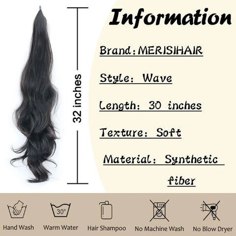 30Inch Synthetic Pony Tail Long Wavy Layered Flexible Wrap Around Fake Pony Tail Hair Extensions Wave - EveryWares