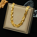 316L Stainless Steel Gold Color Thick Chain Choker Necklace - EveryWares