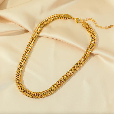 316L Stainless Steel Gold Color Thick Chain Choker Necklace - EveryWares