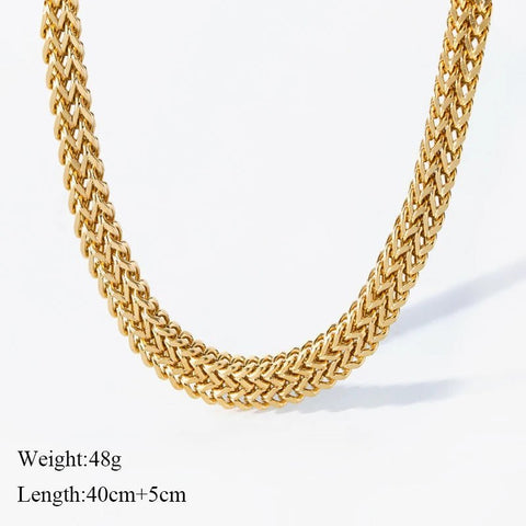 316L Stainless Steel Gold Color Thick Chain Choker Necklace - EveryWares