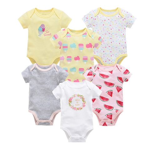 3/6 pcs/lot Bodysuits Cotton Short Sleeve Infant Clothing - EveryWares