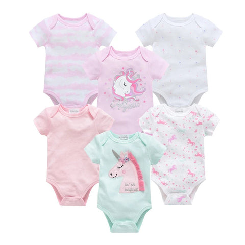 3/6 pcs/lot Bodysuits Cotton Short Sleeve Infant Clothing - EveryWares