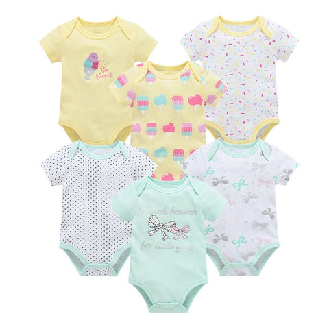 3/6 pcs/lot Bodysuits Cotton Short Sleeve Infant Clothing - EveryWares