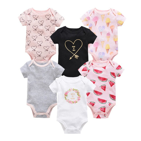 3/6 pcs/lot Bodysuits Cotton Short Sleeve Infant Clothing - EveryWares