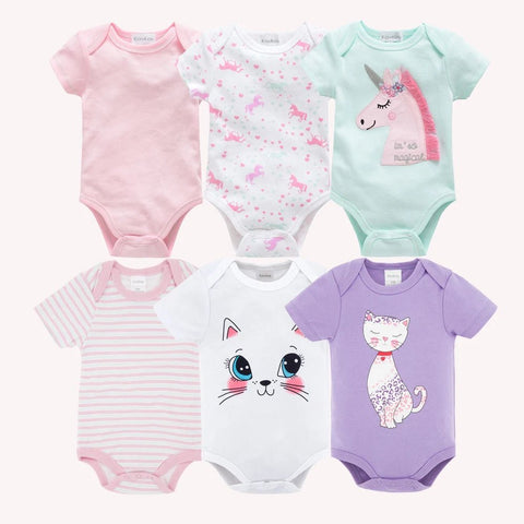 3/6 pcs/lot Bodysuits Cotton Short Sleeve Infant Clothing - EveryWares