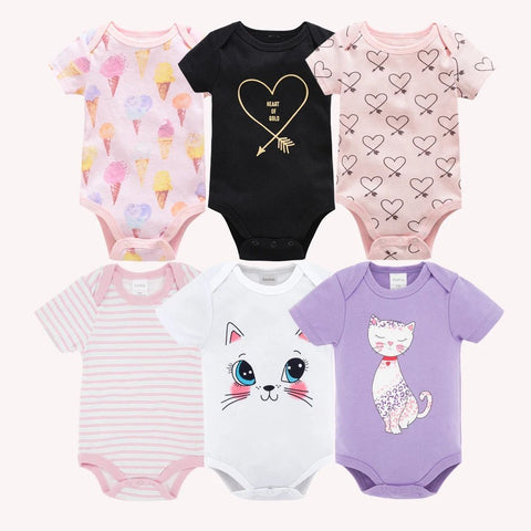 3/6 pcs/lot Bodysuits Cotton Short Sleeve Infant Clothing - EveryWares