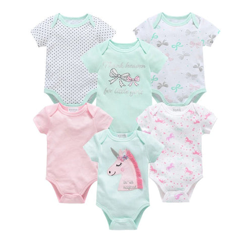 3/6 pcs/lot Bodysuits Cotton Short Sleeve Infant Clothing - EveryWares