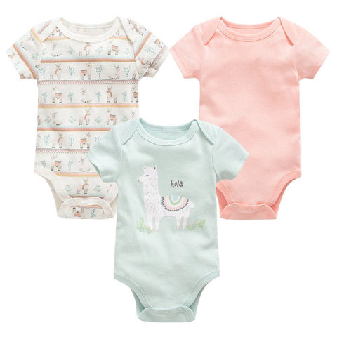 3/6 pcs/lot Bodysuits Cotton Short Sleeve Infant Clothing - EveryWares