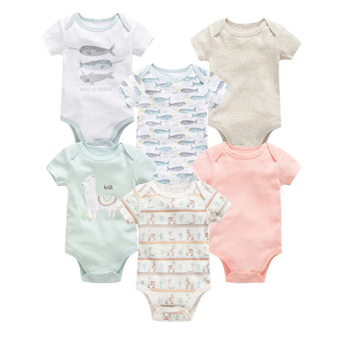 3/6 pcs/lot Bodysuits Cotton Short Sleeve Infant Clothing - EveryWares